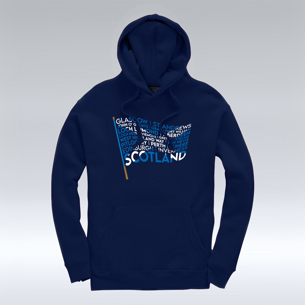 Scotland Flag Place Names - Oxford Navy Hoodie